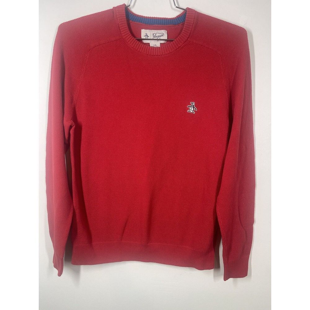 Original Penguin By Munsingwear Men's 100% Cotton Crewneck Sweater Red Sz Large